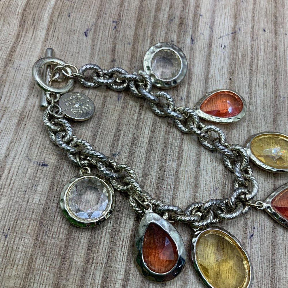 WHBM Gold Tone Orange, Yellow Faceted Dangle Bracelet - Picture 5 of 5